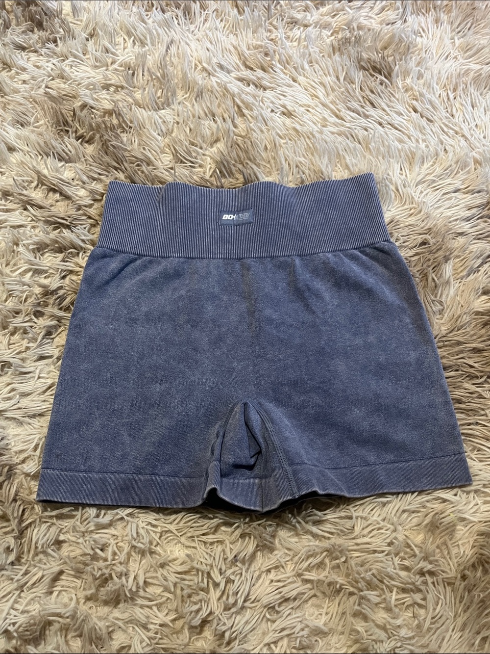 Blue Gray High-Waist Athletic Shorts